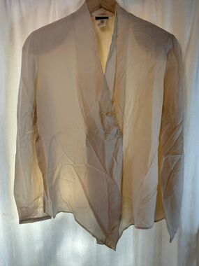 Giorgio Armani Cream Silk Draped Wrap Blouse